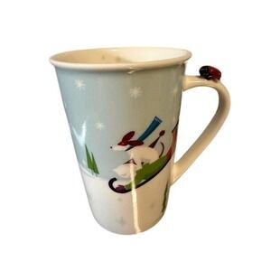 Starbucks 2011 Holiday Winter Snow Scene Mug with Fox and Skiers